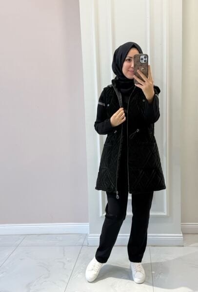 18802-1 Kapitone Yelekli Üçlü Takım