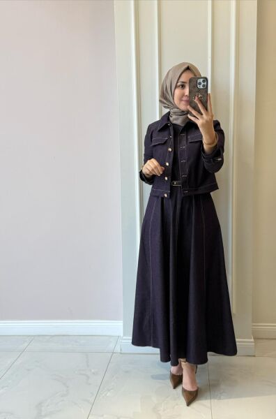 20751 Kot Ceketli Elbise Takım
