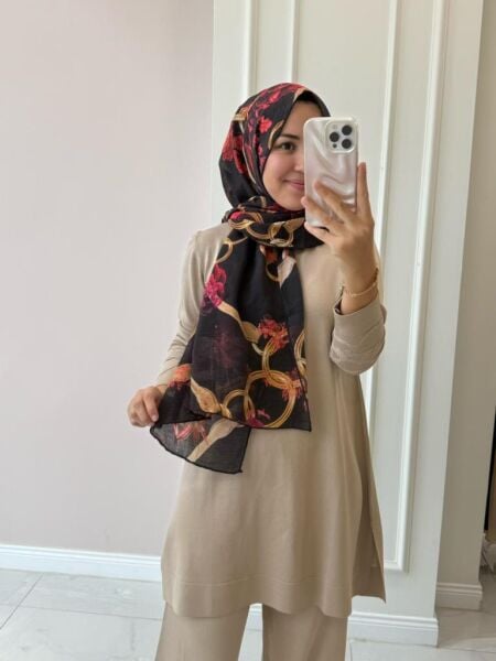 Kadın  LB1560 Güz Serinliği Zincir Şal