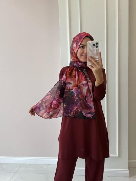 Kadın  LB1530 Güz Serinliği Gül Şal