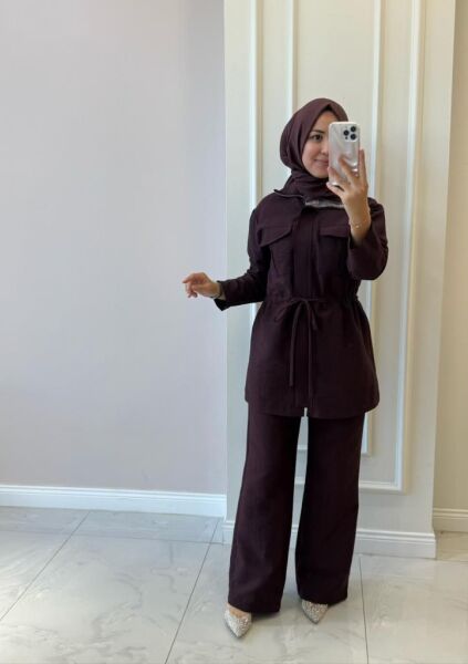 Kadın 14381 Taşlı Gabardin Takım