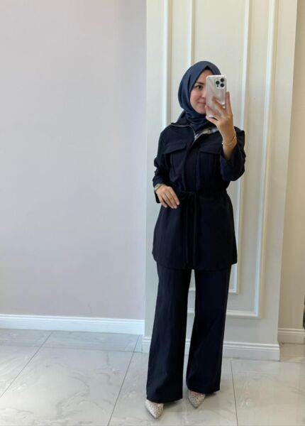 Kadın 14381 Taşlı Gabardin Takım