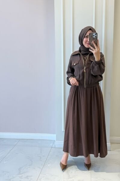 12677 Doğa Ceketli Elbise Takım