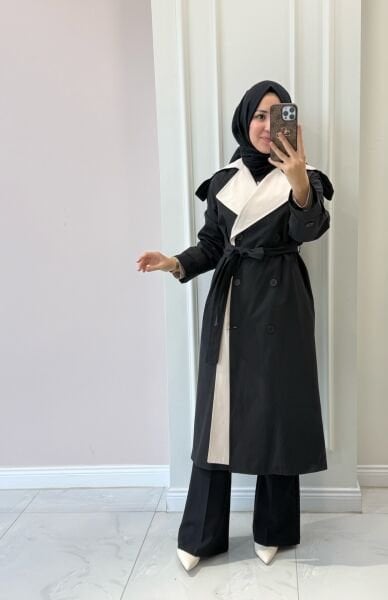 32445 Çift Renkli Trenç