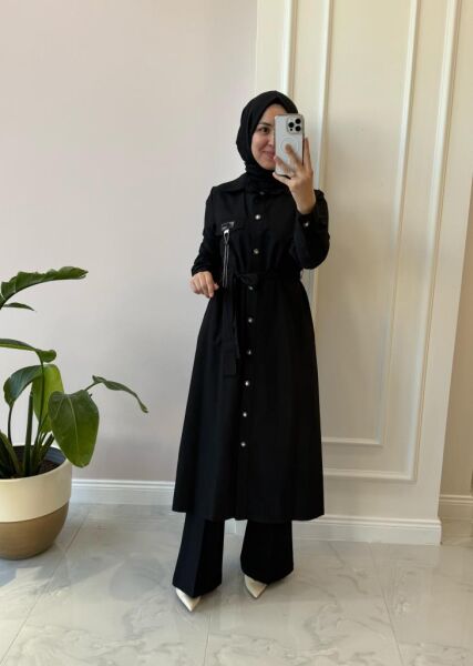 Kadın 17813 Zincirli Cep Detaylı Giyçık