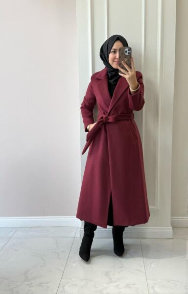 Kadın 15170 Bağlamalı Kaşe Kaban