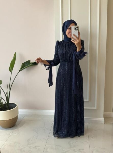 Kadın 17031 Boncuklu Abiye