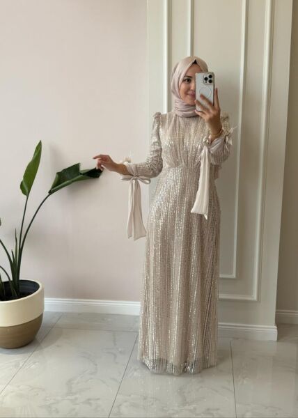 Kadın 17031 Boncuklu Abiye