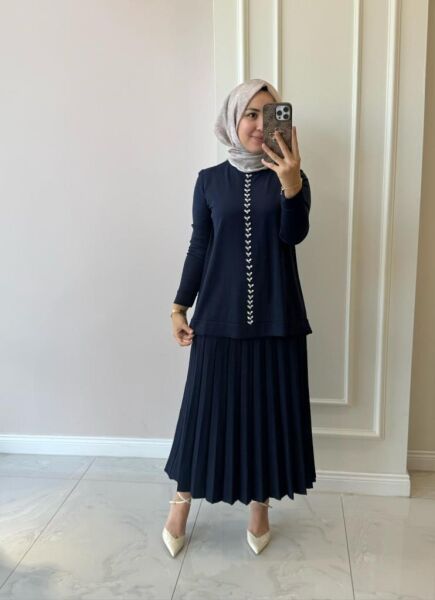 Kadın Nuss 1351 Piliseli Etekli Triko Takım