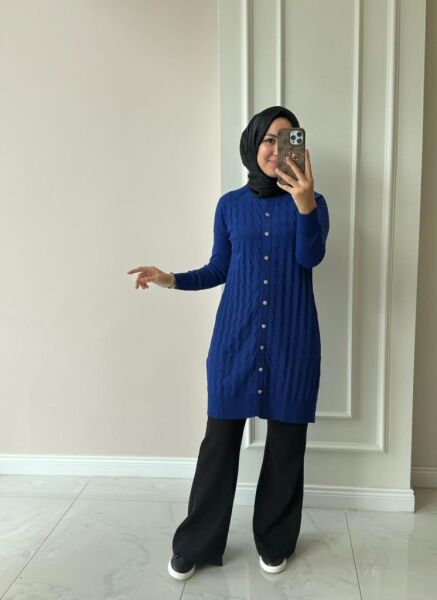 Kadın Nuss 305 Baklava Desen Düğmeli Hırka