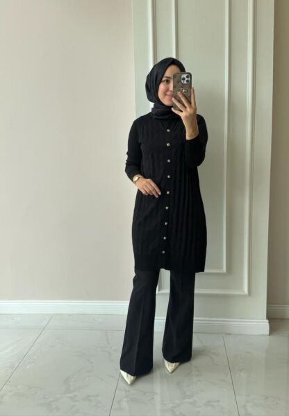 Kadın Nuss 305 Baklava Desen Düğmeli Hırka