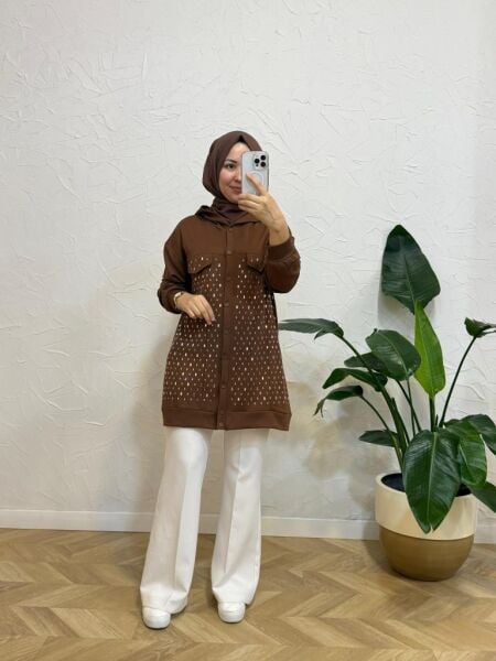 Kadın 9528 Kesme Taşlı Tunik