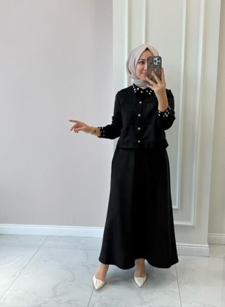 Kadın 31230 Süet Etekli Takım