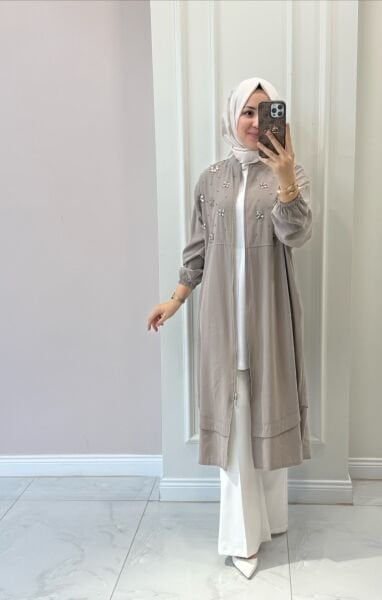 15253 Çiçekli Taşlı Kap