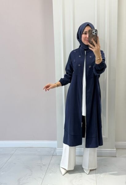 15253 Çiçekli Taşlı Kap