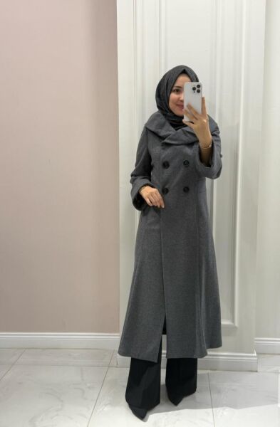 Kadın 2228827 Yaka Detaylı Kaşe Kaban