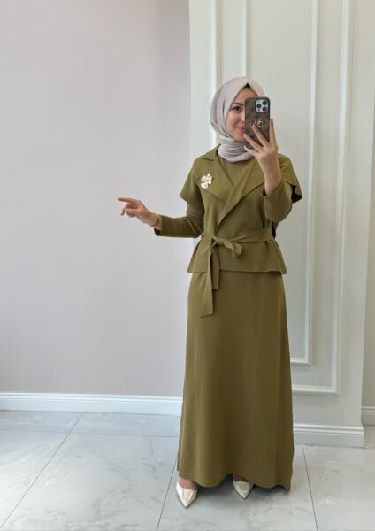 Kadın Jupe 1401 Yelekli Elbiseli Triko Takım