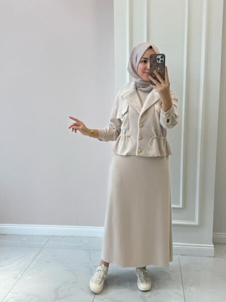 Kadın Jupe 7262 Kürk Detaylı Ceketli Takım