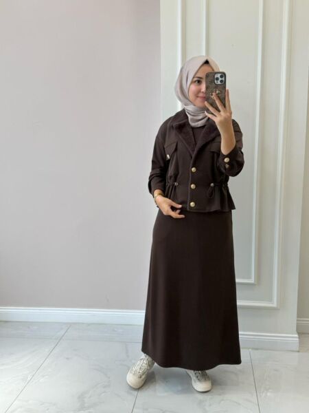 Kadın Jupe 7262 Kürk Detaylı Ceketli Takım