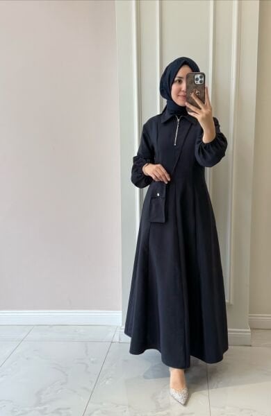 32448 Çantalı Elbise