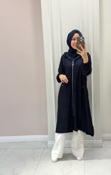 15267 Fermuarlı Kot Kap