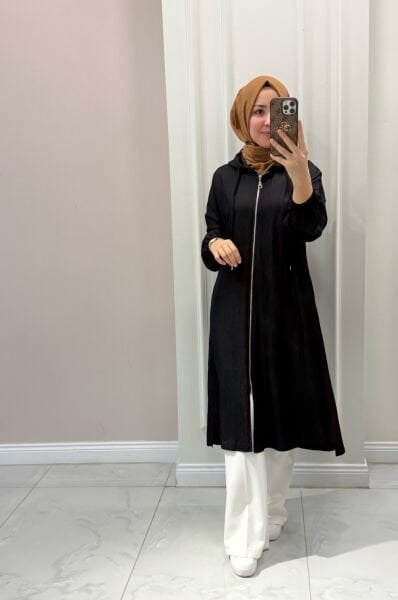 15267 Fermuarlı Kot Kap
