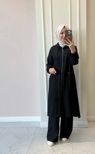 15267 Fermuarlı Kot Kap