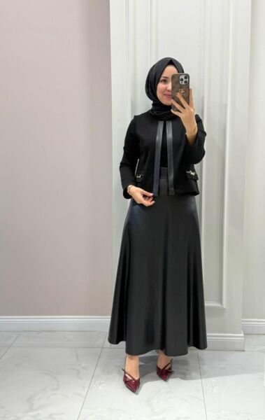 Kadın 2627157 Deri Etekli Takım