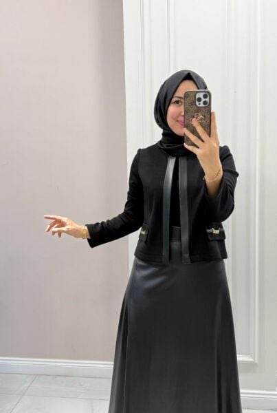 Kadın 2627157 Deri Etekli Takım