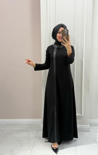 Kadın 2623437 Deri Detaylı Elbise