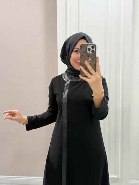 Kadın 2623437 Deri Detaylı Elbise