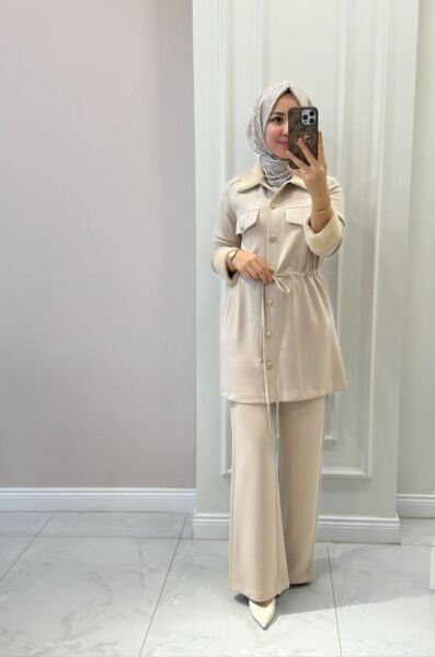 Kadın 31222 Kürk Detaylı Oysho Takım