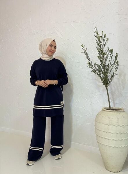 Kadın 14291 Spor Şeritli Modal Takım