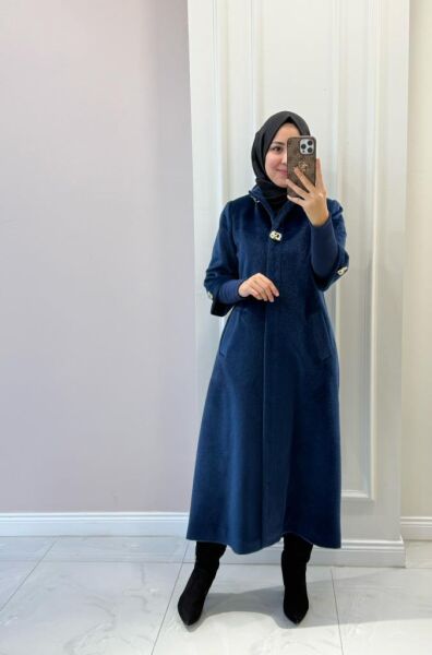 Kadın 36307 Düğmeli Tay Tüyü Kaban