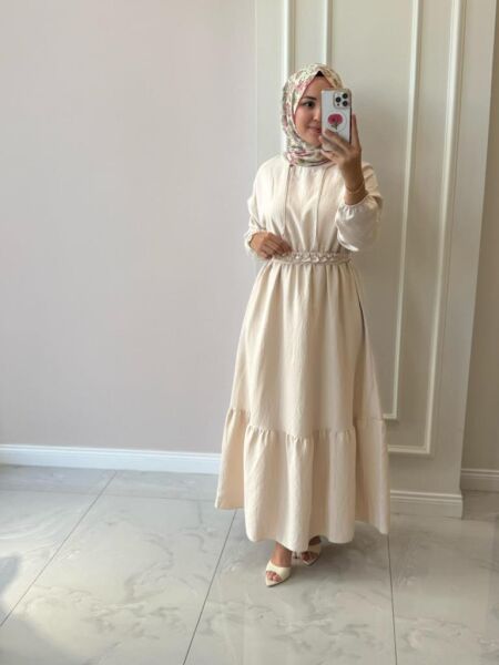 Kadın 2513425 Fırfır Kemerli Elbise