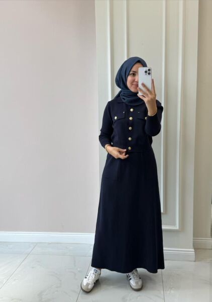 Kadın 1404 Düğmeli Triko Takım