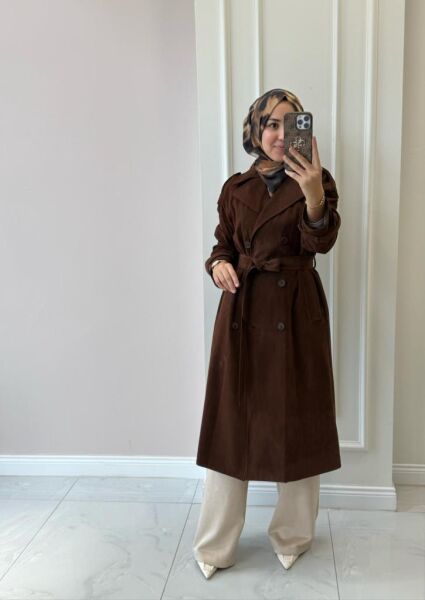 Kadın 32407 Süet Trenç