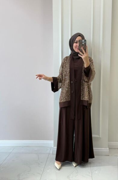 Kadın 6492 File Pul Payet Üçlü Takım