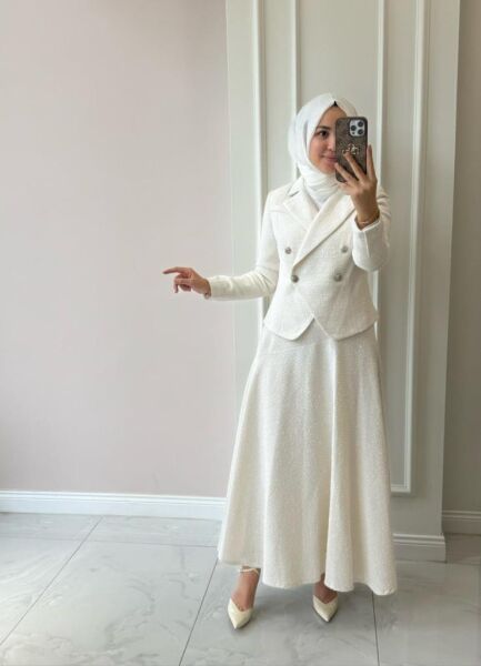 Kadın 31239 Tüvit Etekli Takım