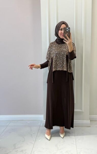 Kadın 6518 File Pul Detaylı Elbise