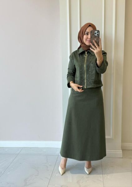 Kadın 14396 Nakışlı Süet Takım