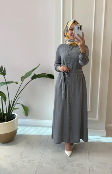 Kadın 6636-1 Brit Düğmeli Ferace