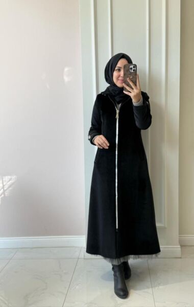 Kadın 36312 Fermuarlı Tay Tüyü Kaban