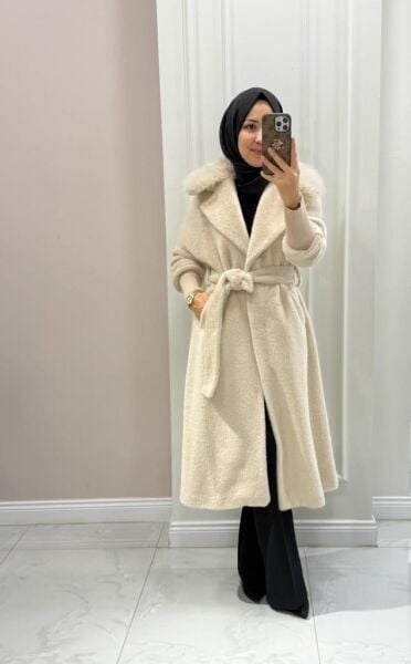Kadın 15229 Angora Kürklü Kaban