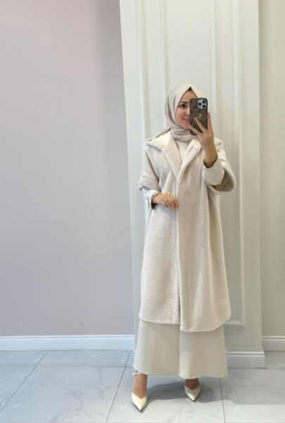 Kadın 9279 Kapşonlu Peluş Yelek