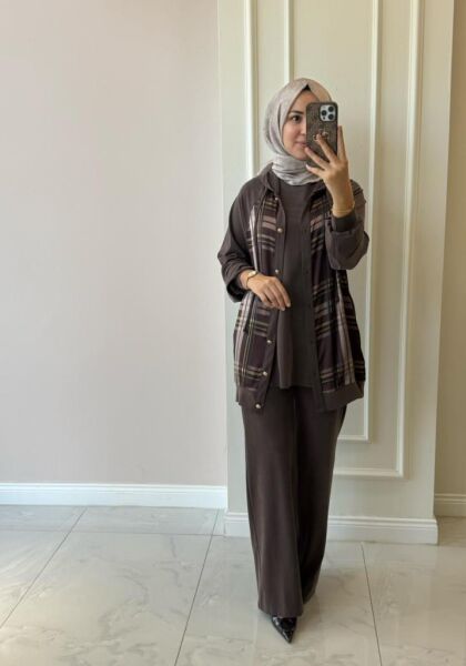 Kadın 8568 Ekose Desenli Takım