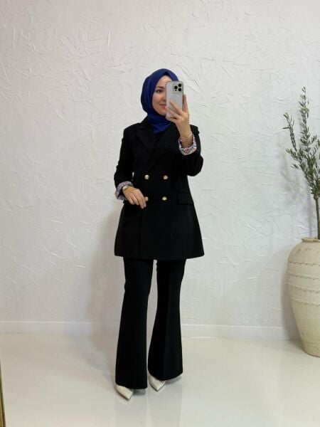 Kadın 1152 Astarı Desenli Blazer Ceket