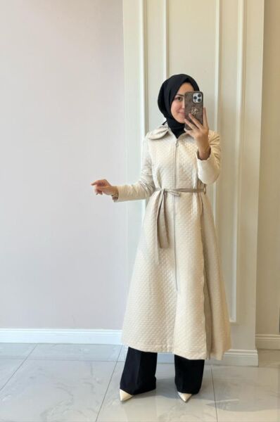 Kadın 36304 Fermuar Detaylı Kapitone Kap