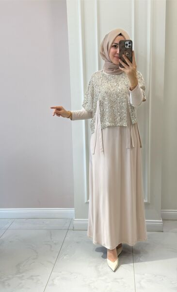 6518-1  File Pul Detaylı Elbise