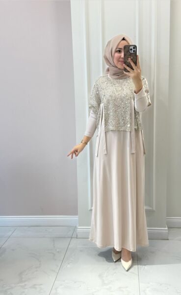 6518-1  File Pul Detaylı Elbise